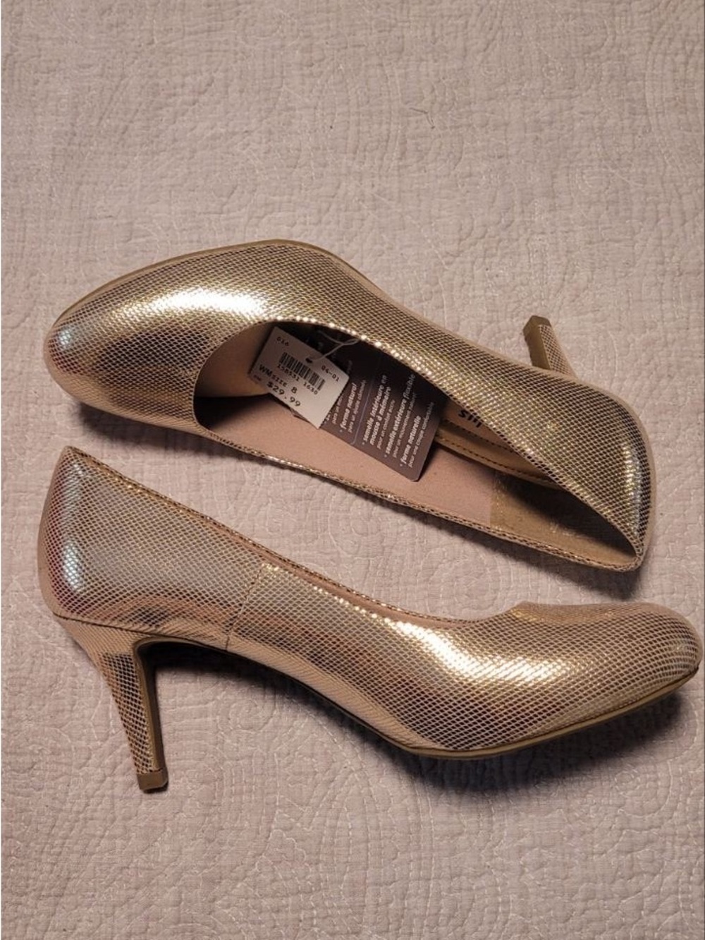 comfort plus by Predictions Shimmering Gold Mid Heel Pumps
